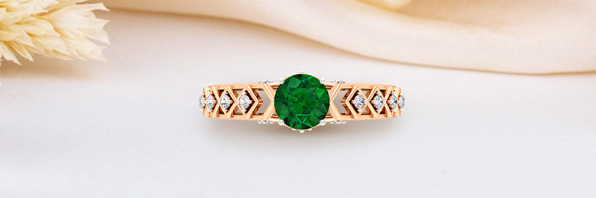 Emerald Solitaire Art Deco Engagement Ring