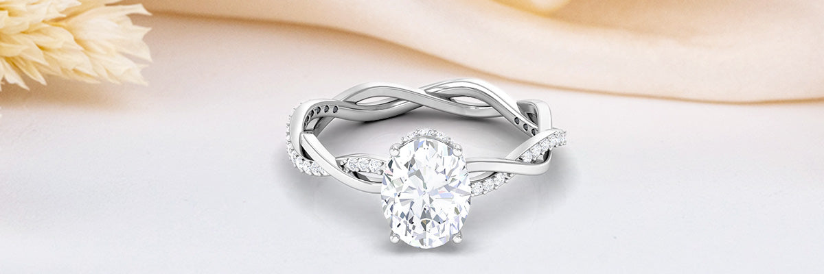 Oval Moissanite Solitaire Braided Engagement Ring