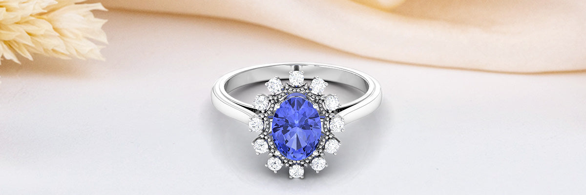 Oval Tanzanite Solitaire Vintage Engagement Ring