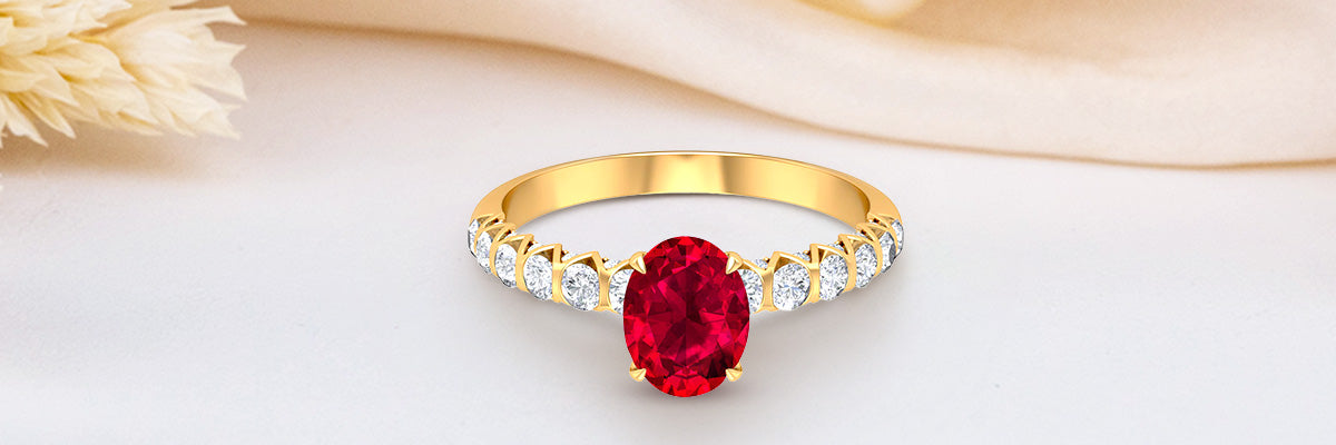 Created Ruby Oval Engagement Ring