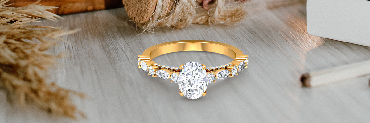 Claw Set Oval Moissanite Engagement Ring