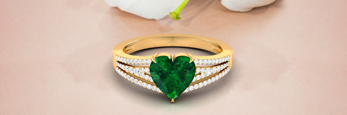 Emerald Heart Engagement Ring