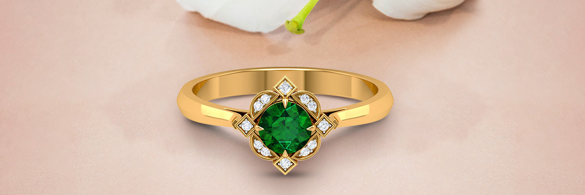 Emerald Gold Engagement Ring