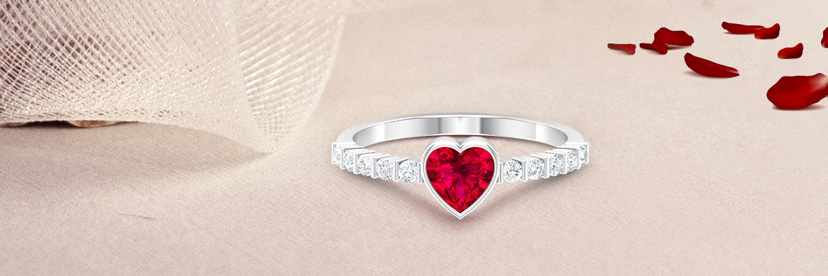 Heart Shape Ruby Engagement Ring