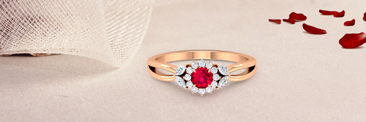 Natural Ruby Floral Engagement Ring