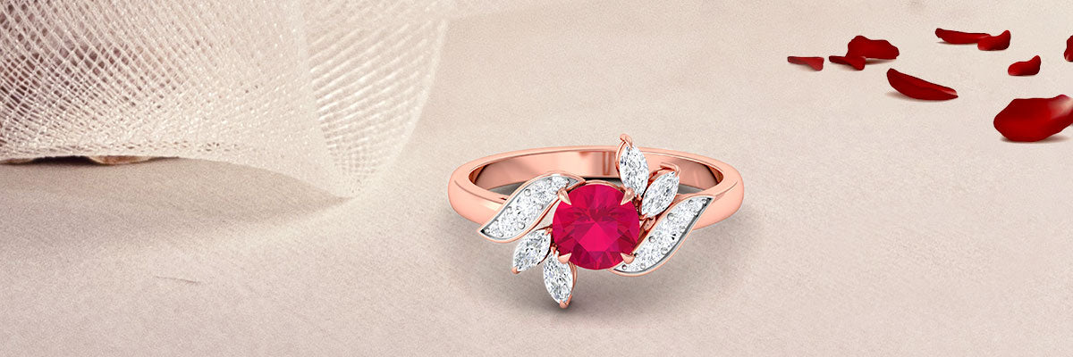 Ruby and Moissanite Designer Engagement Ring
