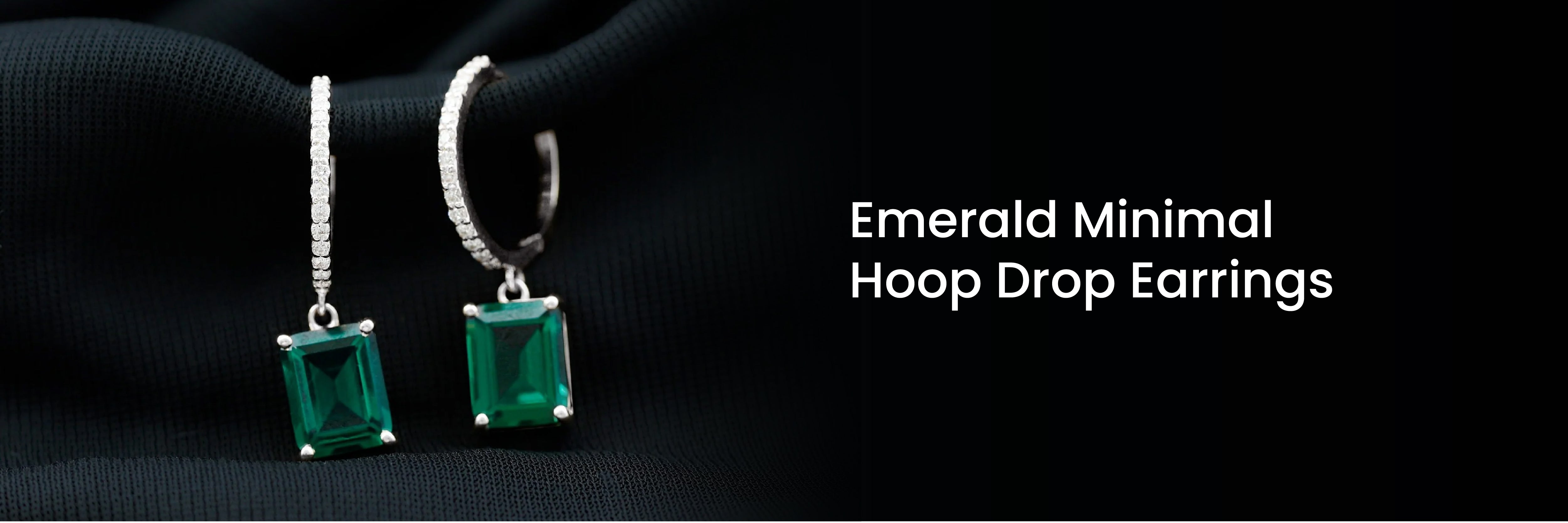 Emerald Minimal Hoop Drop Earrings