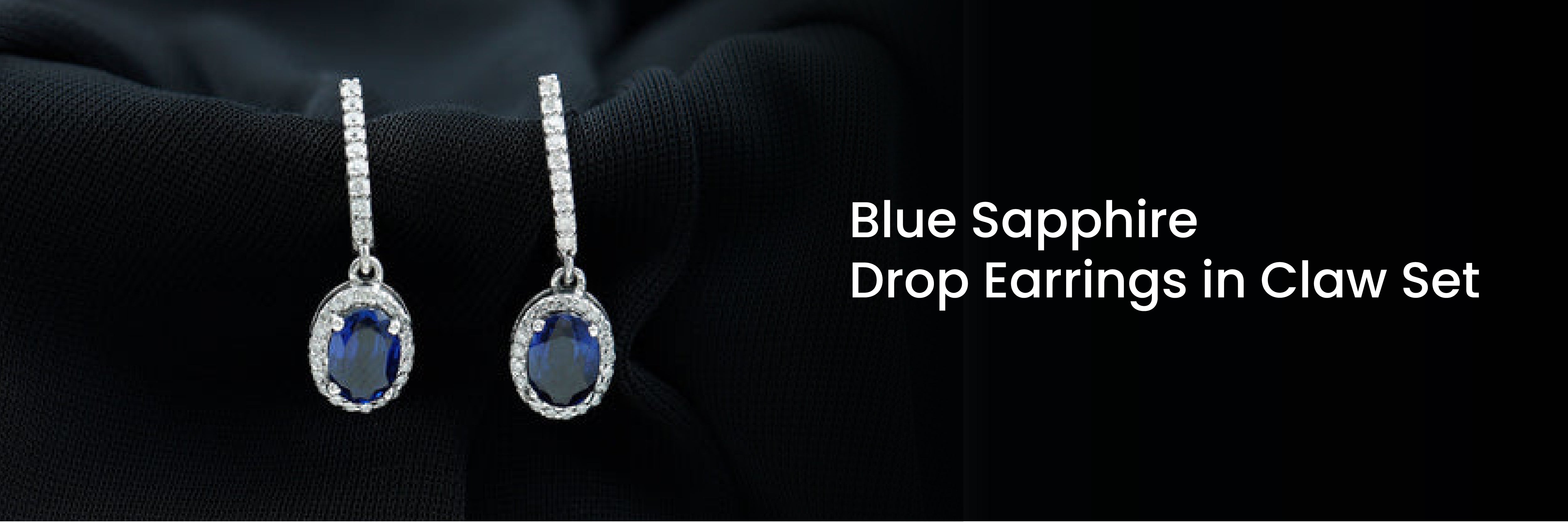 Blue Sapphire Drop Earrings in Claw Set