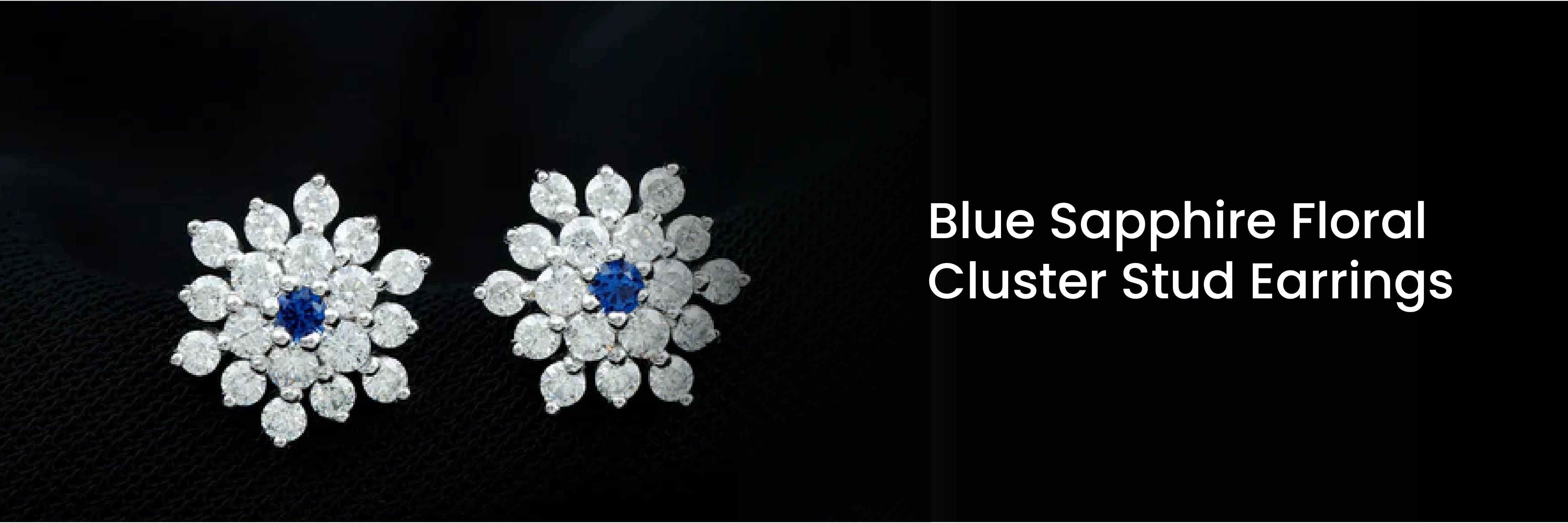 Blue Sapphire Floral Cluster Stud Earrings