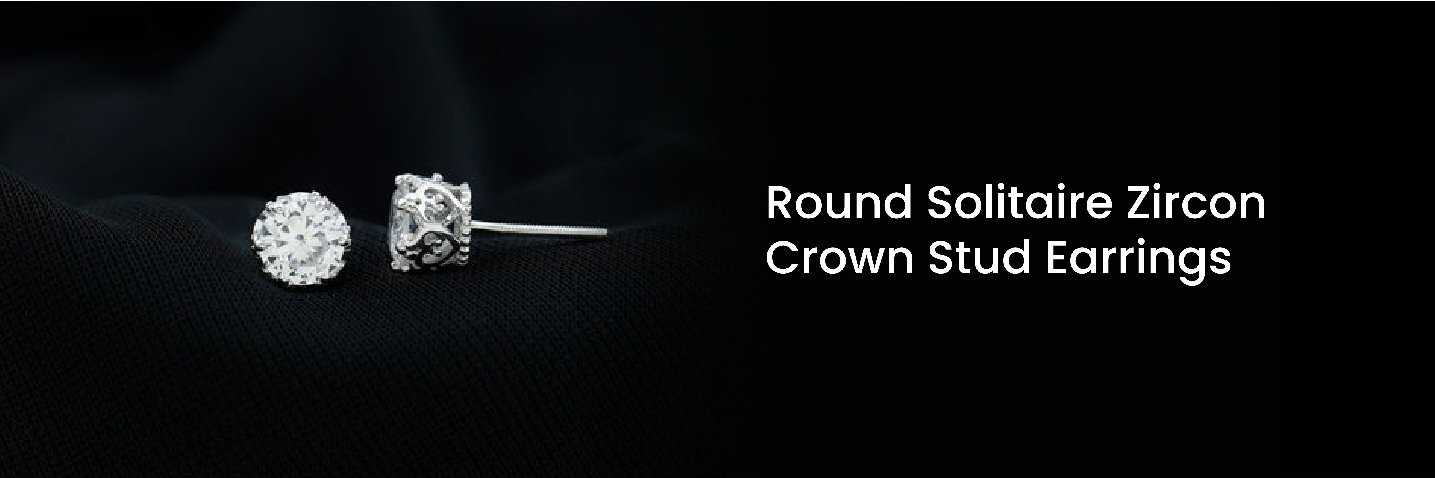 Round Solitaire Zircon Crown Stud Earrings
