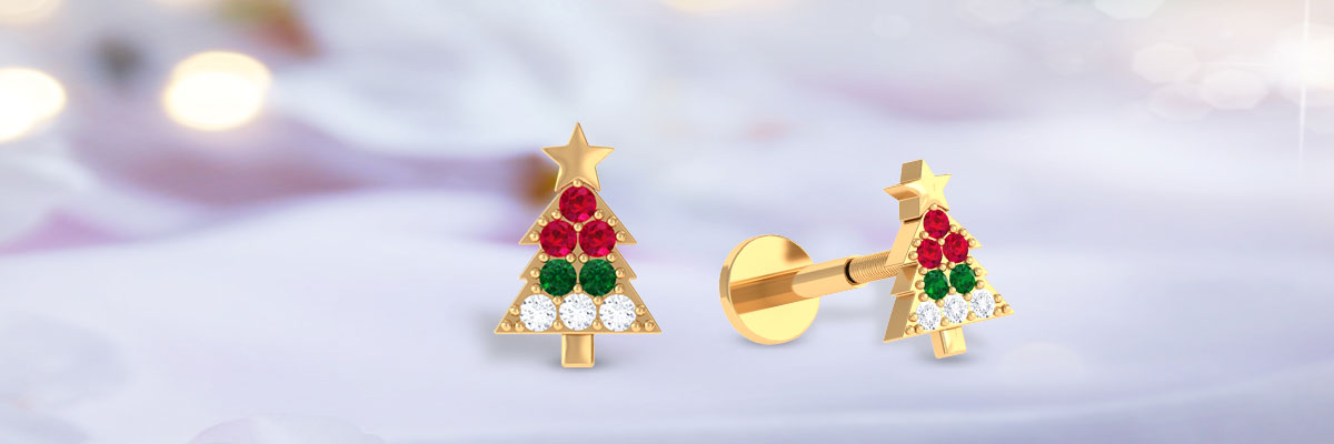 Dazzling Christmas Tree Ear Piercing (single piece)