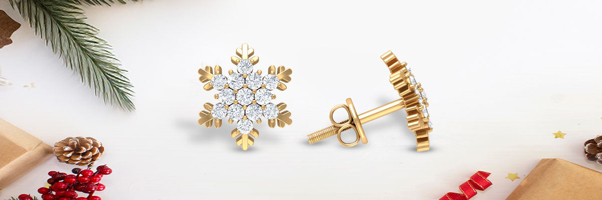 Spectacular Diamond Snowflake Stud Earrings