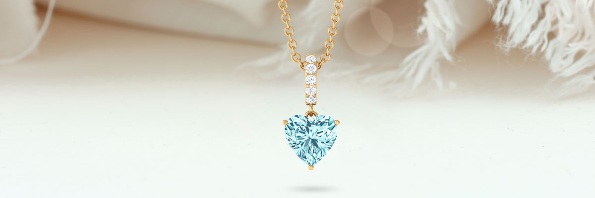 Adorable Aquamarine Solitaire Heart Pendant