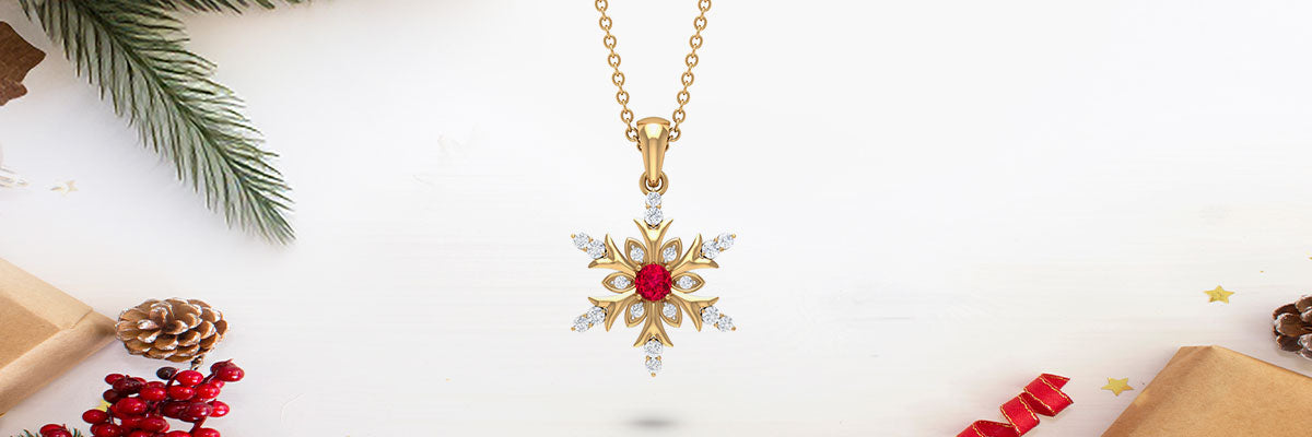 Snowflake Diamond and Ruby Pendant