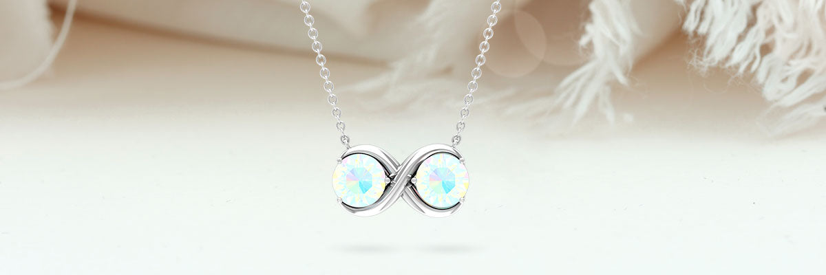 Ethiopian Opal Two Stone Infinity Necklace