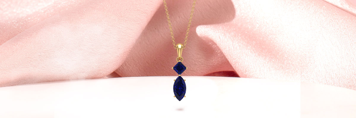 Created Blue Sapphire Toi Et Moi Pendant Necklace Is Perfect Style Quotient