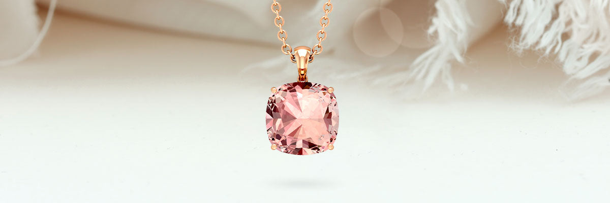 8 MM Cushion Cut Morganite Pendant