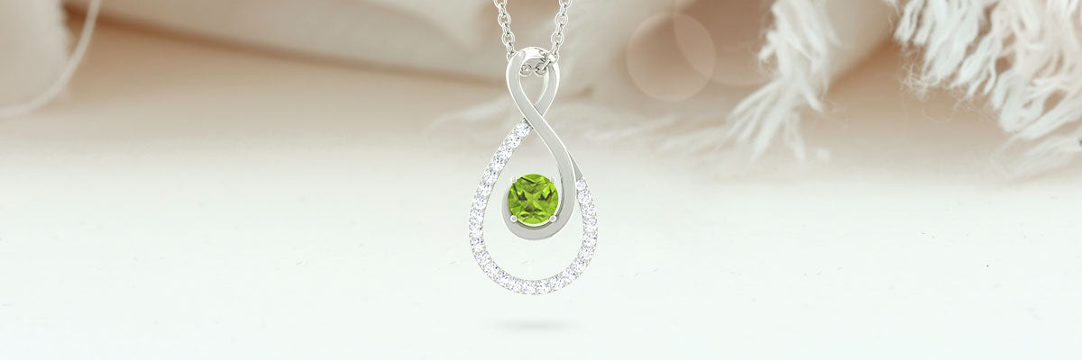 Peridot Infinity Teardrop Pendant Necklace