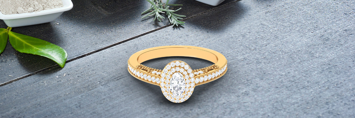 Best Classic Ring: Diamond Double Halo Beaded Engagement Ring