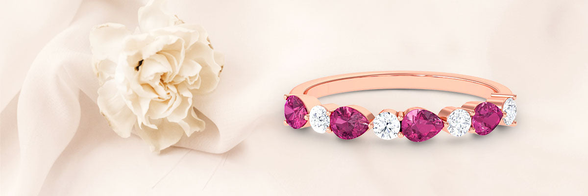 Pink Tourmaline and Diamond Band Ring