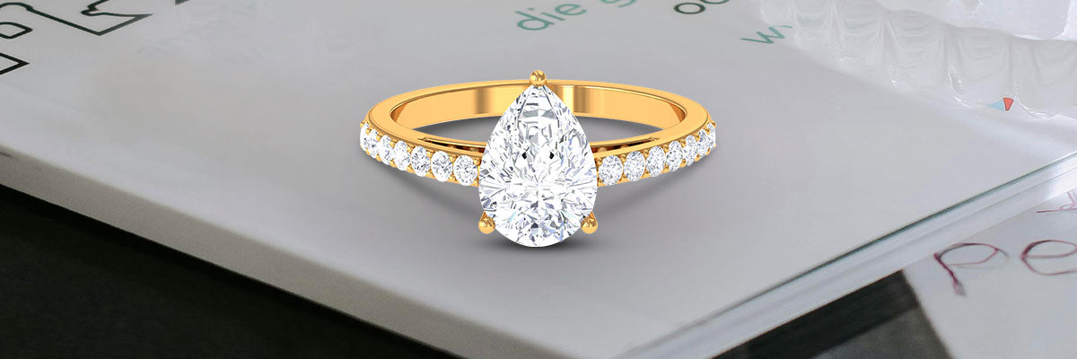 Pear Shape Moissanite Solitaire Engagement Ring