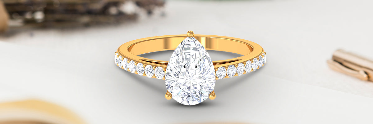 Solitaire Moissanite Pear Cut Engagement Ring