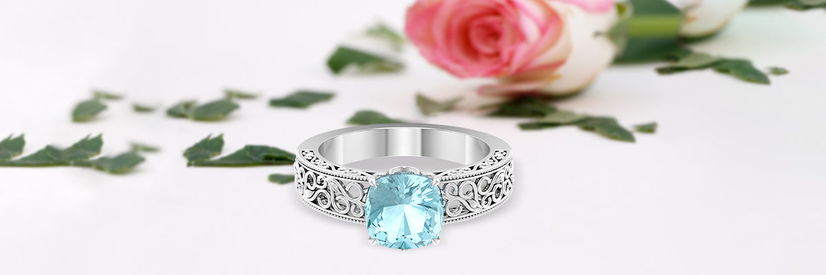 Minimal London Blue Topaz Engagement Ring