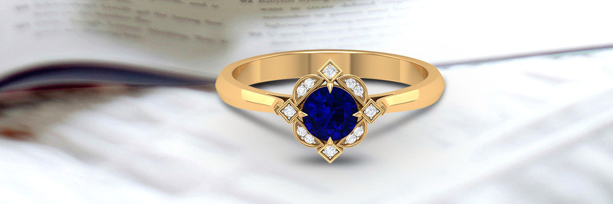 Vintage Style Blue Sapphire Engagement Ring