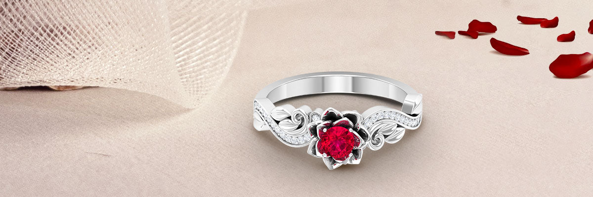 Flower Inspired Ruby and Diamond Engagement Ring