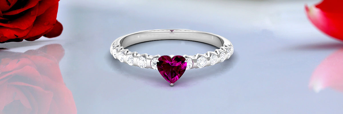 Romantic Rhodolite Heart Ring