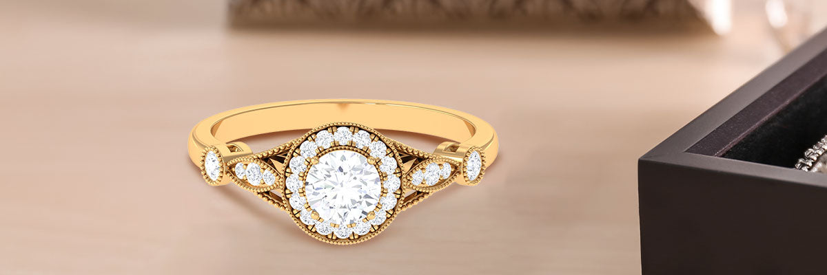 Vintage Inspired Lab Grown Diamond Engagement Ring