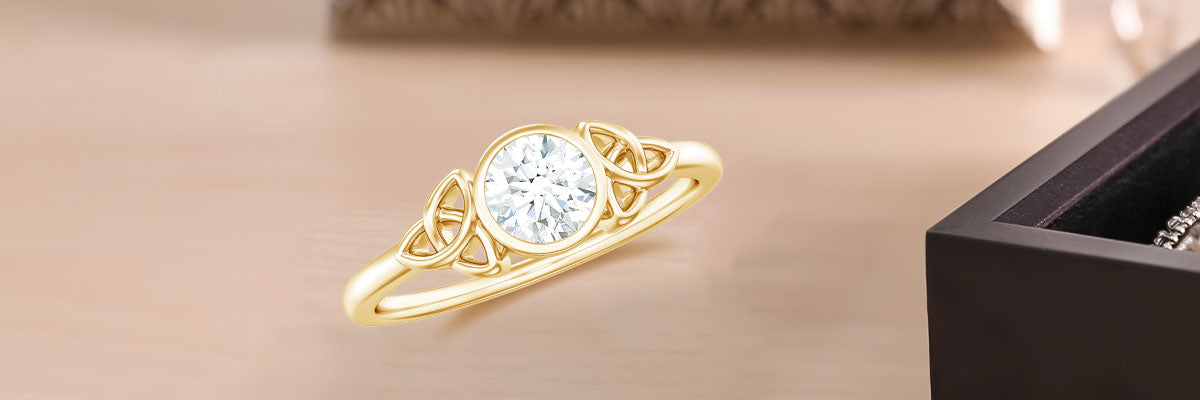 Round Lab Grown Diamond Solitaire Celtic Ring - Lab Grown Diamond