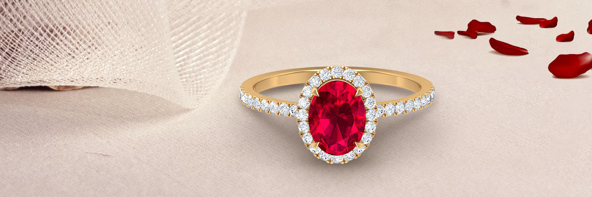 Oval Cut Ruby Cocktail Engagement Ring with Diamond Accent