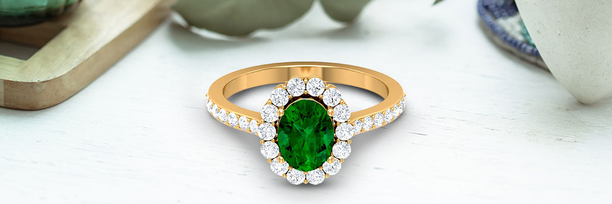 Emerald Halo Engagement Ring