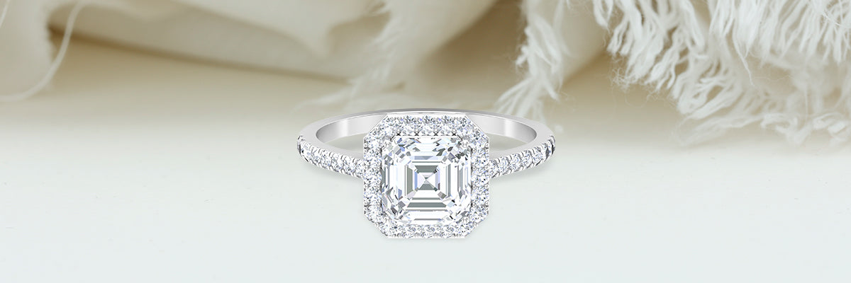 Admirable Asscher Cut Moissanite Halo Ring