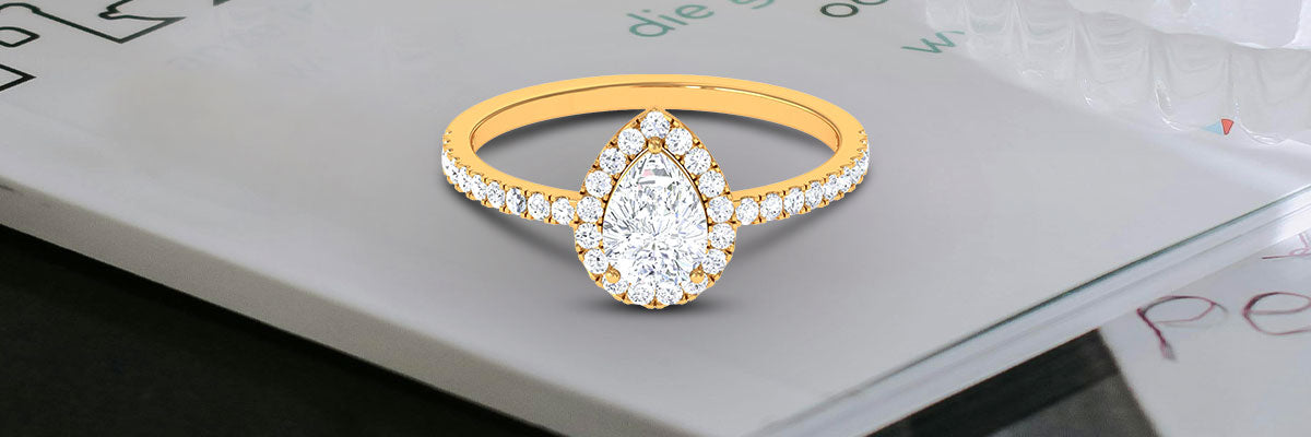 Certified Moissanite Pear Shape Engagement Ring