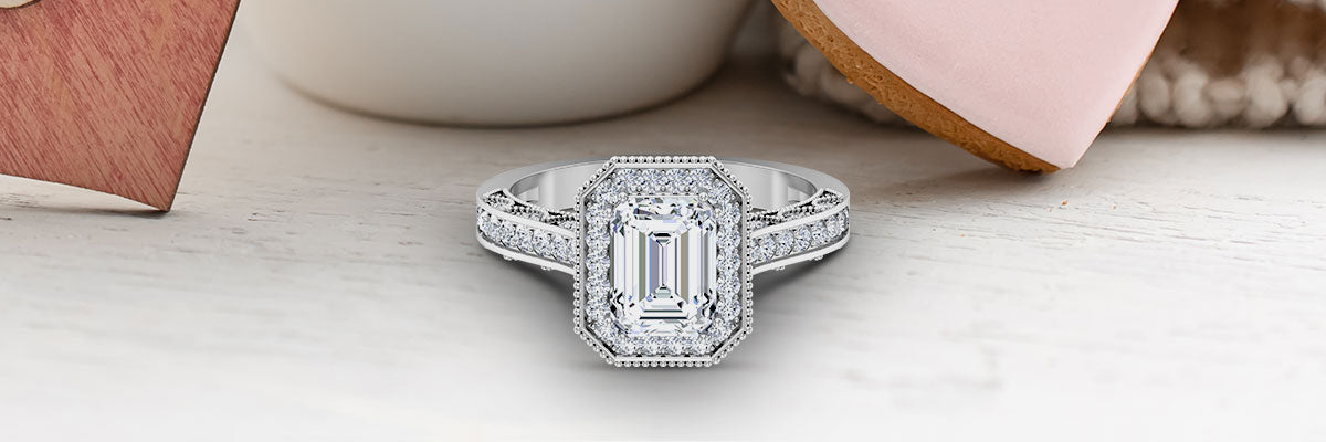 Octagon Cut Moissanite Vintage Ring