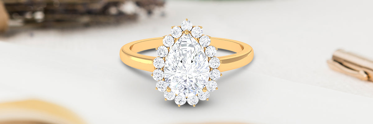 Pear Shaped Moissanite Engagement Ring with Halo