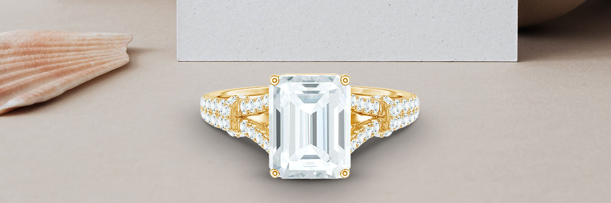 Elegant Emerald Cut Moissanite Ring