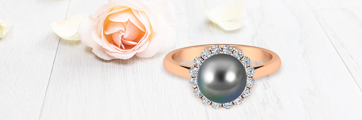 Black & Bold Tahitian Pearl Engagement Ring