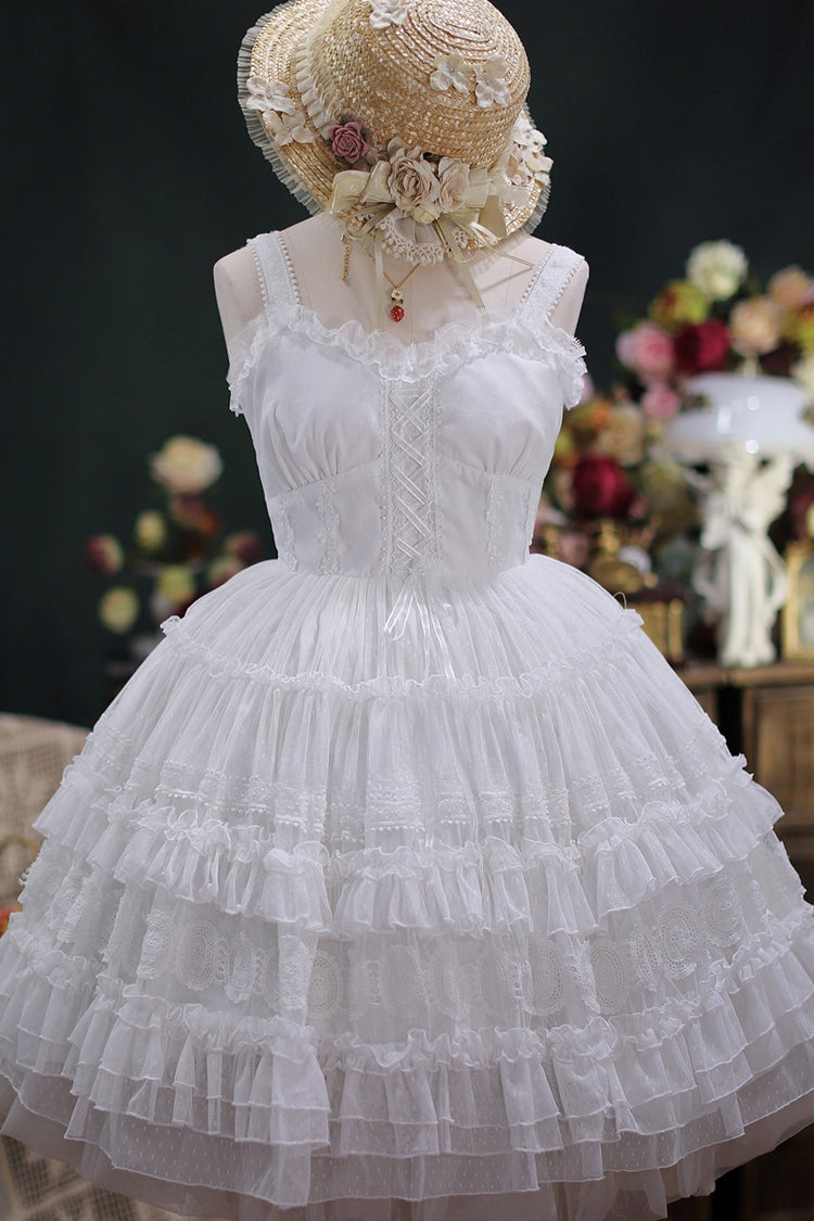 Dream Bouquet Elegant French Ruffle Sweet Lolita JSK Tiered Dress 4 C ...