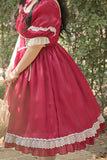 Square Collar Lace Short Sleeves High Waisted Plus Size Sweet Lolita OP Dress