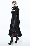 Black And Red Floral High Collar Embroidered Womens Gothic Coat