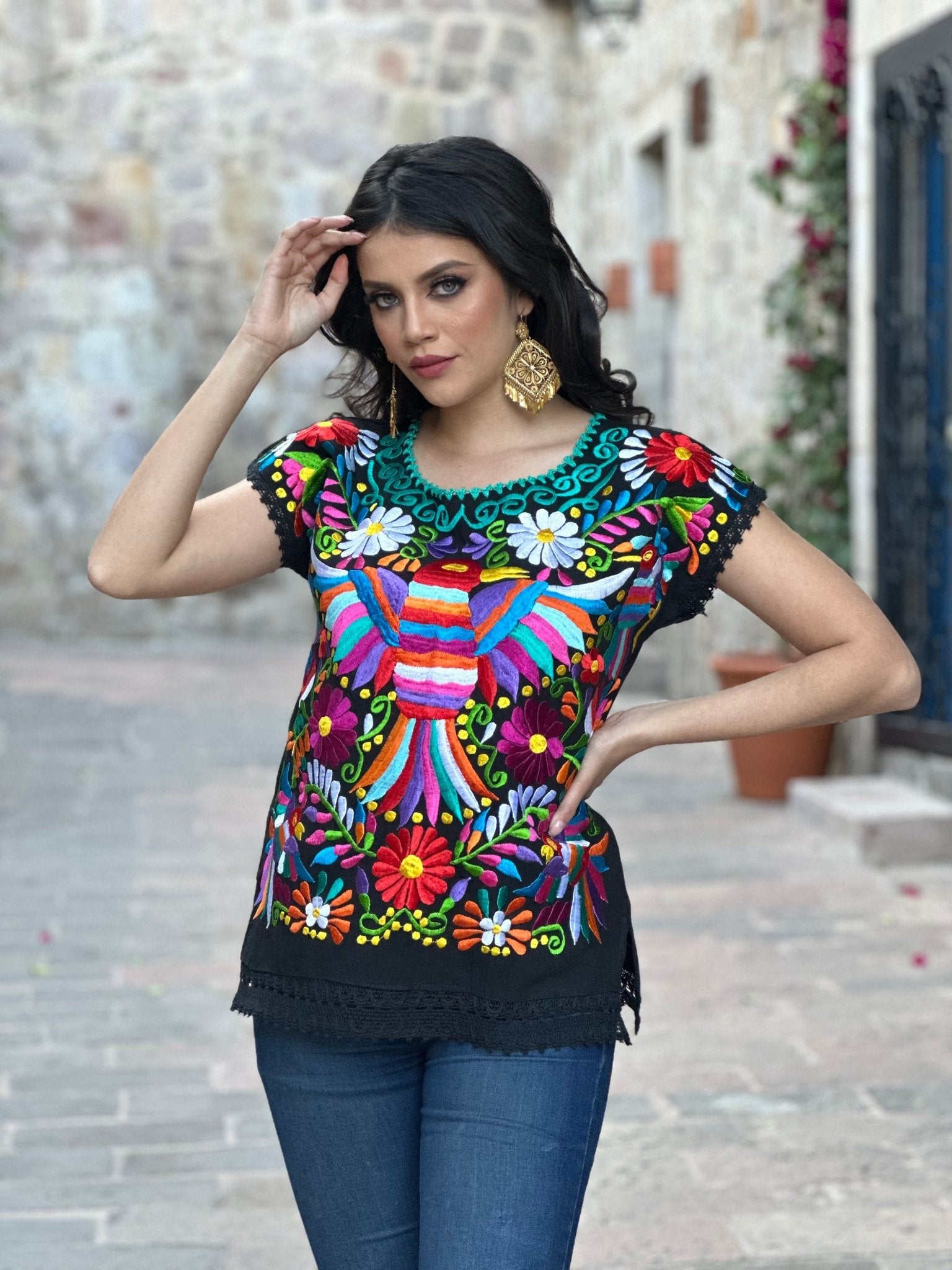 Mexican Ethnic Style Embroidered Bird Blouse. Blusa Ave Otomi. – Solei ...