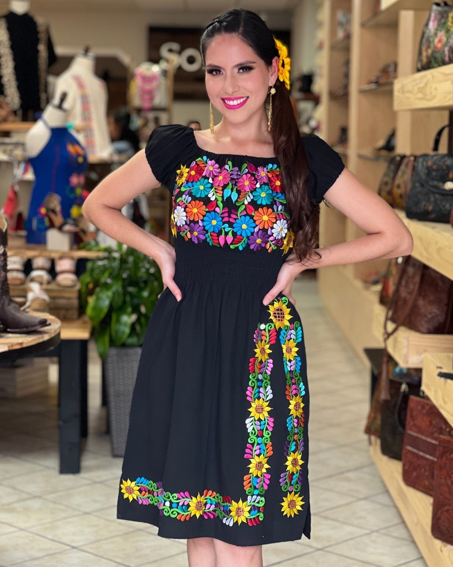 Mexican Traditional Embroidered Dress. Gloria Dress – Solei Store