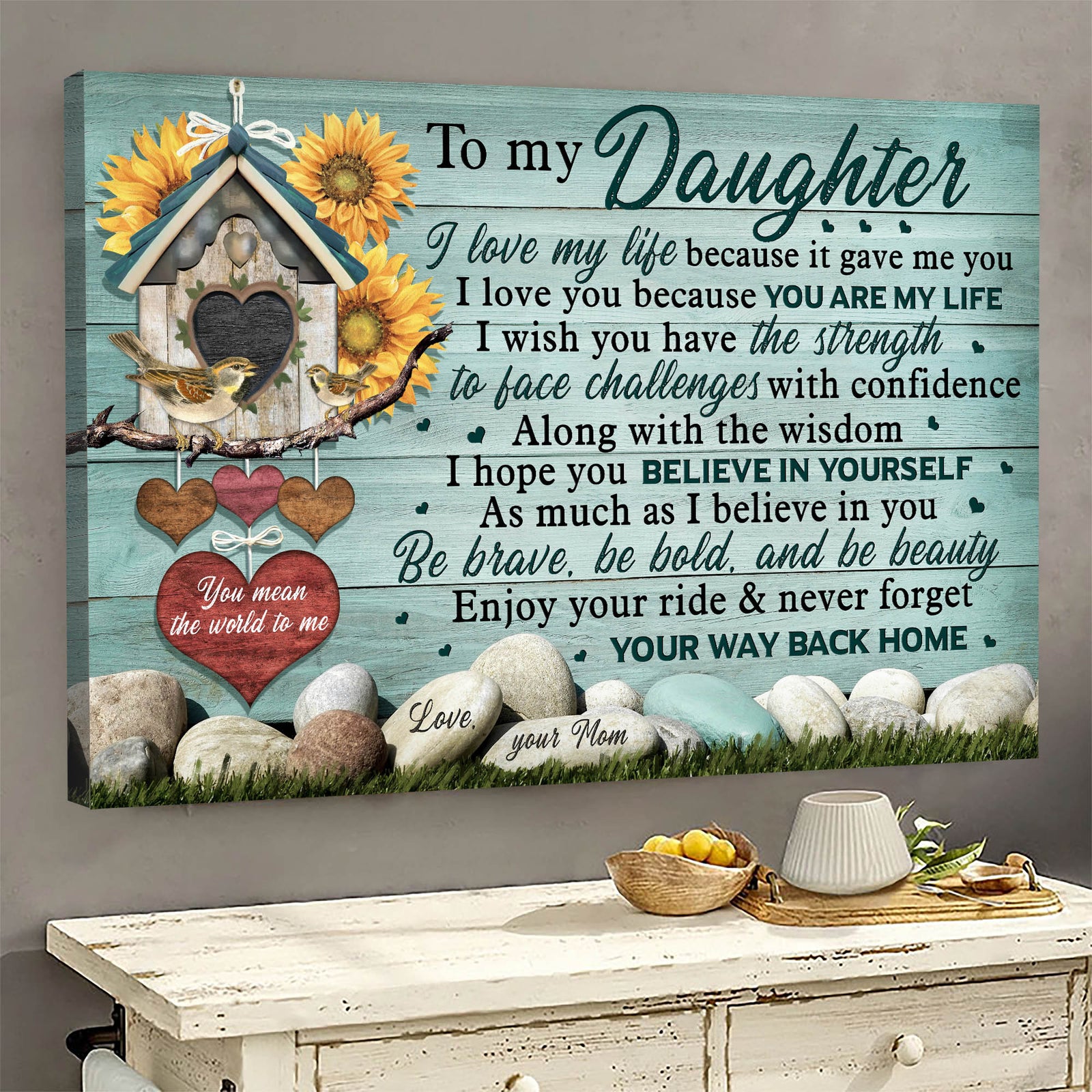 Family Canvas Poster to My Daughter Never Feel That You Are Alone Believe  in Yourself Stay Strong Be Confident Just Do Your Best Love Mom -   Canada