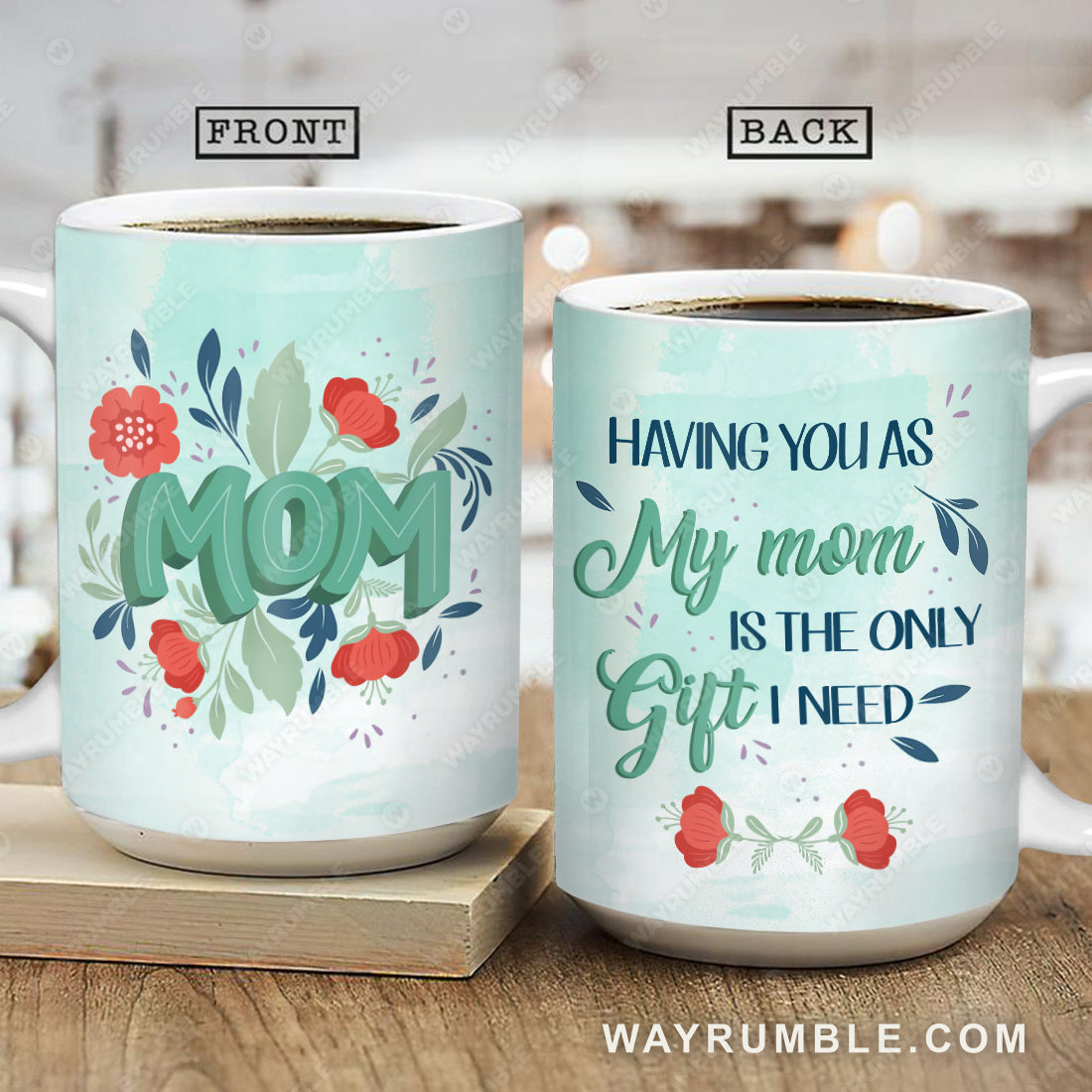 Feminine Florals Personalized Mom Coffee Mugs