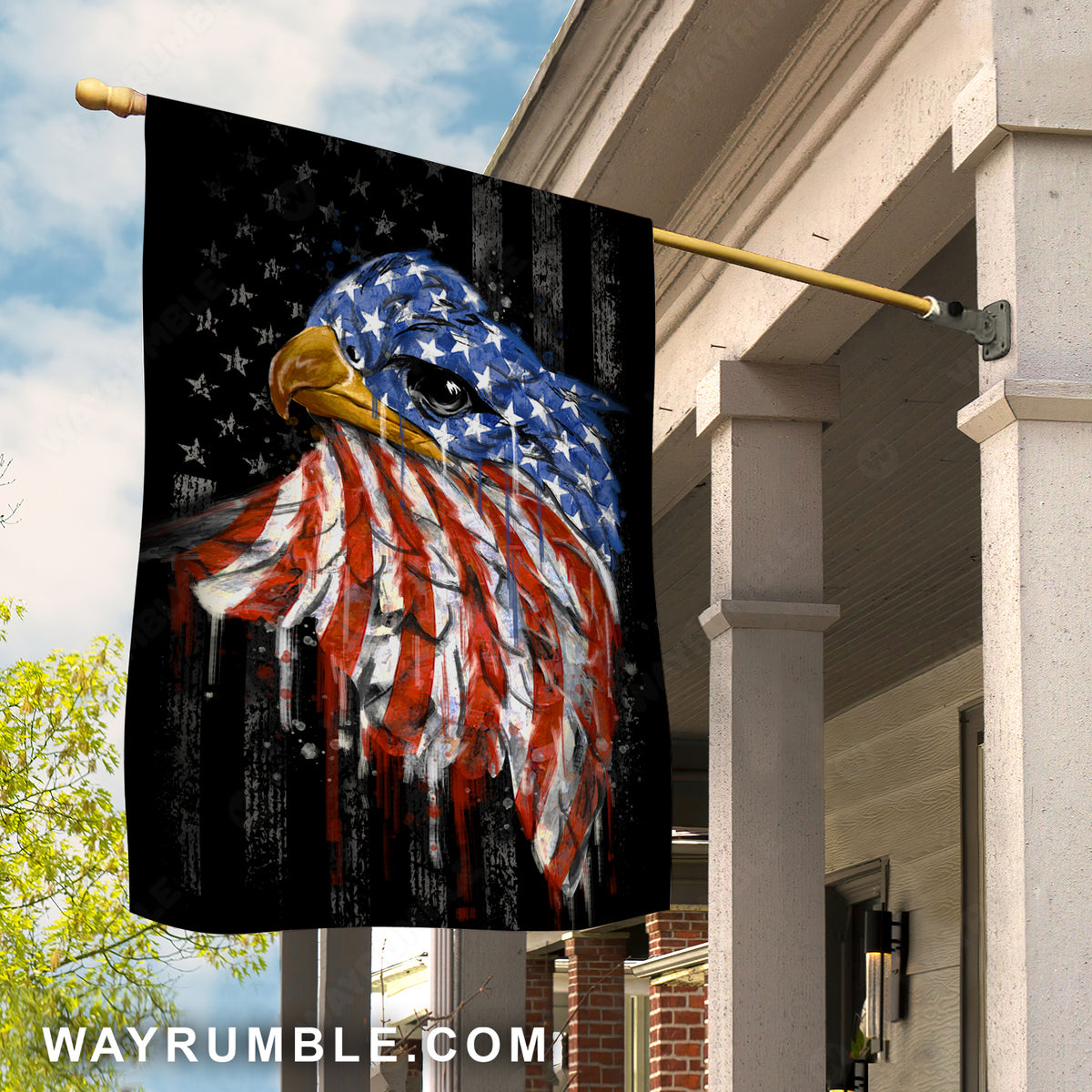 Amazing eagle drawing, US flag, Black background - Jesus Flag - Wayrumble
