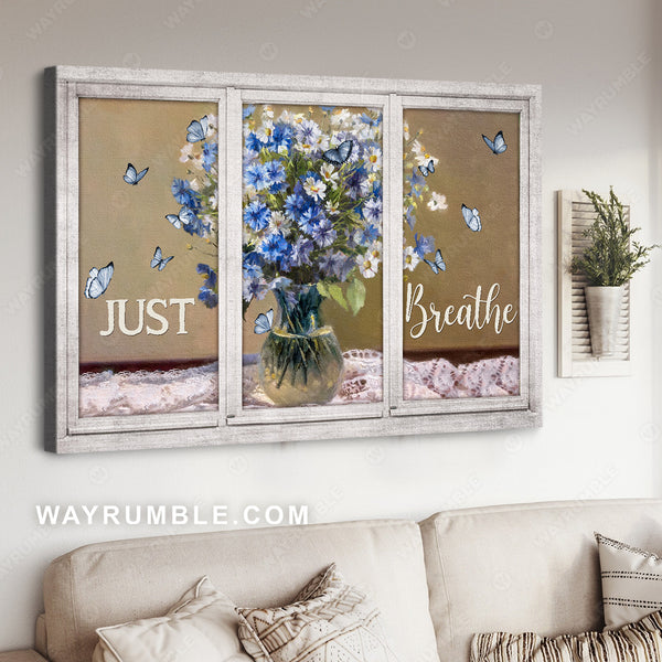 Wayrumble Vintage Flower Vase, Just breathe Daisy flower, Jesus Portrait  Canvas Prints 48x32