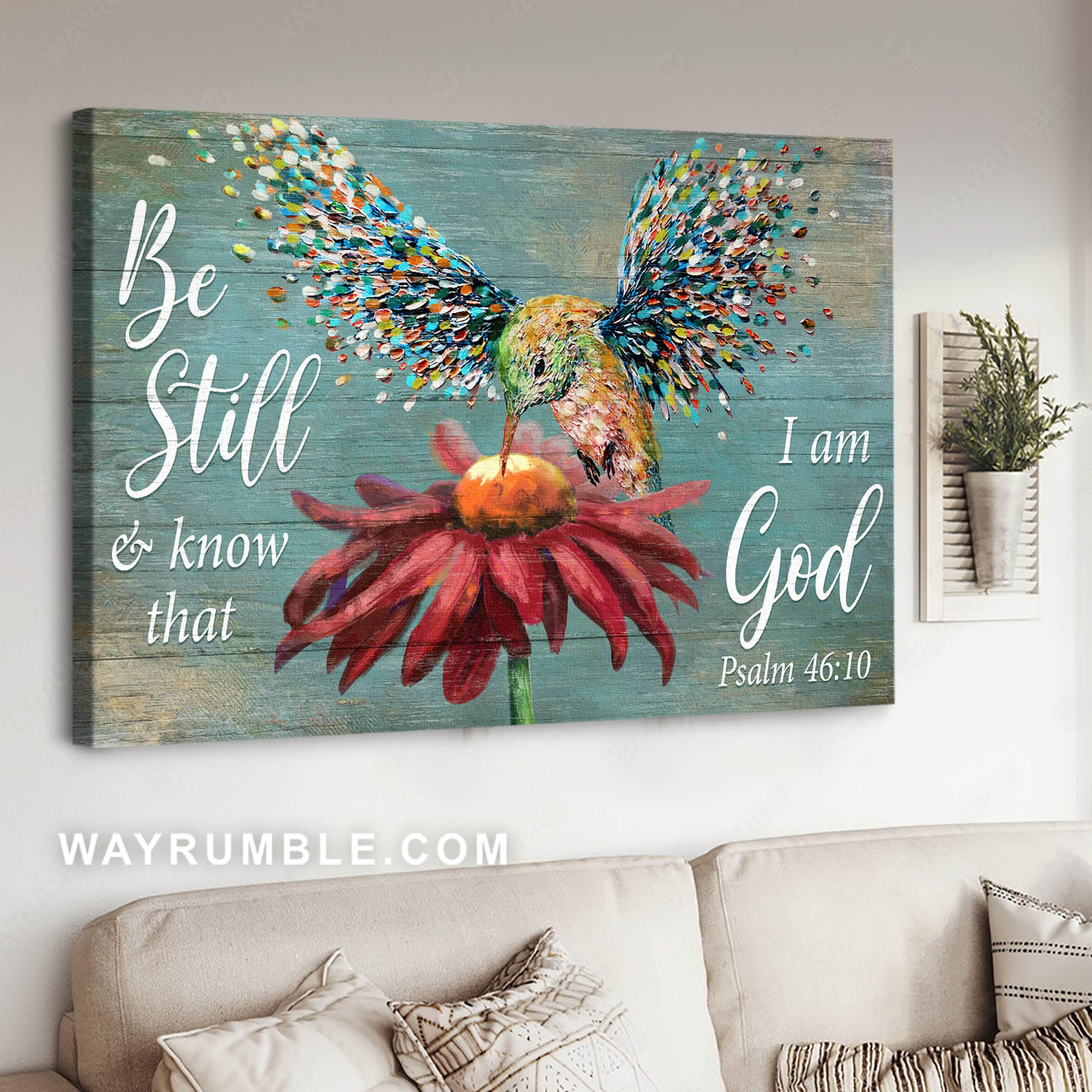 Inspirational Art Be Still and know that I am God Yellow Daisy